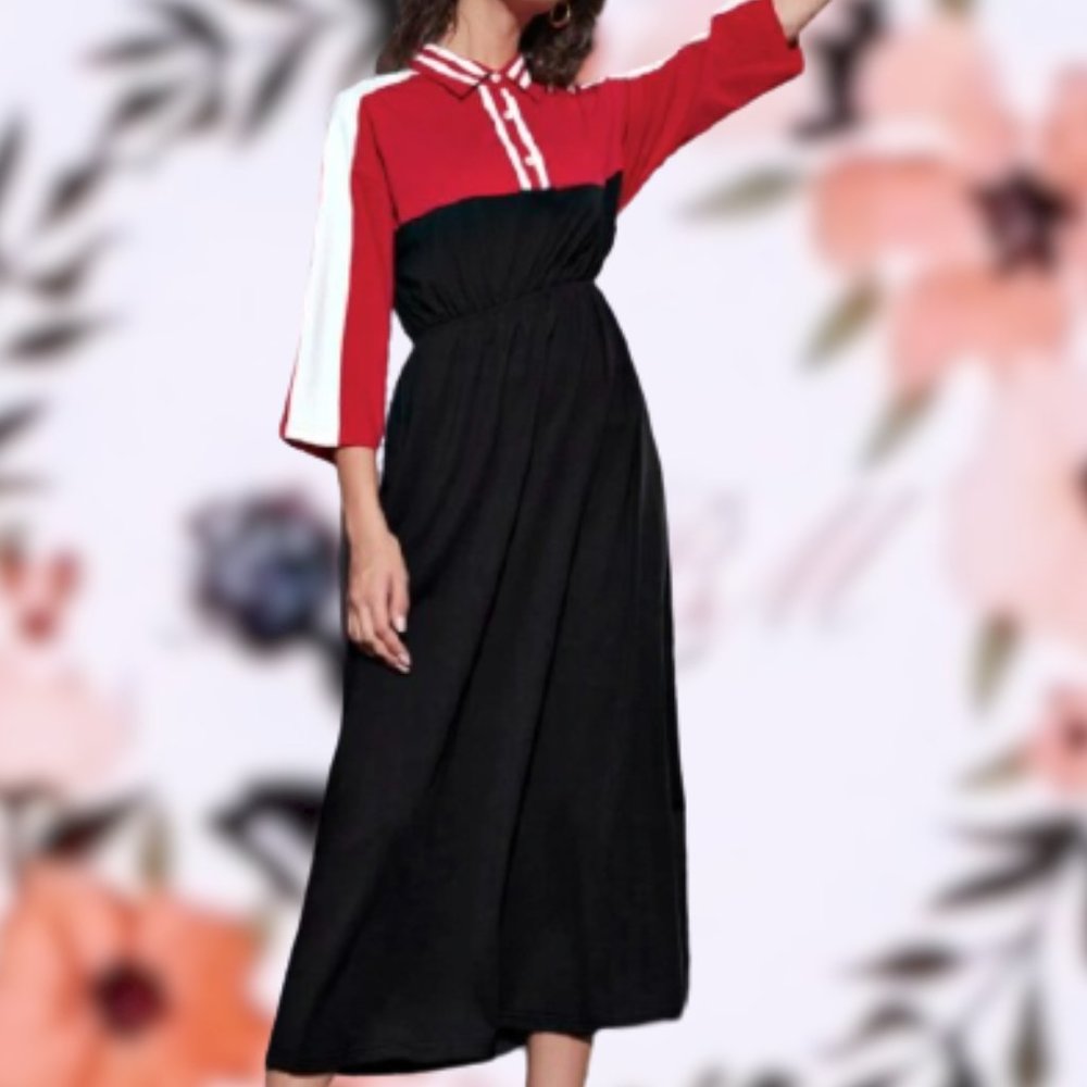 🎉HP*Last One*🆕 Sporty Color-block Polo Shirt Dress M - Picture 8 of 9